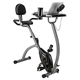 Finether Fitness Bike Exercise Bike Home Trainer Home Exercise Equipment: Folding Magnetic Exercise Bike Upright Bicycle Fitness Equipment with Backrest│Desktop│Pull Out Cup Holder│and LCD Monitor for Home Gym│200kg Capacity