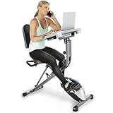Exerpeutic Exerwork 1000 Fully Adjustable Desk Folding Exercise Bike with Pulse