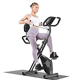 Dskeuzeew Exercise Bike Foldable, 4 in 1 Magnetic Foldable Indoor Cycling Bike with LCD Display and Heart Rate Sensor Workout Bike with Resistance Bands Home Workout Exercise Equipment, BLACK