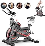 Fnova Exercise Bike Indoor Cycling for Home/Gym Use with Heart Rate Monitor, LCD Display, Pulse Sensors, Super Mute, UK STOCK (Black_Model3)