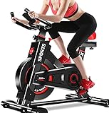 Dripex Upright Exercise Bikes (Indoor Studio Cycles) - Studio Quality with Heart Rate Monitor, Large Bidirectional Flywheel, Belt Drive, Infinite Resistance, LCD Displays, Hand Pulse【2020 Model,9320】