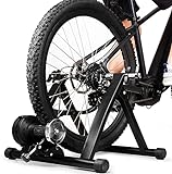 Turbo Trainer with 6 Resistance Settings | Bike Stand for Indoor Riding with Noise Reduction | Magnetic Indoor Bike Trainer Fits for 24-28' & 700C Wheels | Front Wheel Riser Block Included